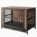 Table d'appoint caisse pour chien en bois noir marron, 2 portes, un seul animal de compagnie