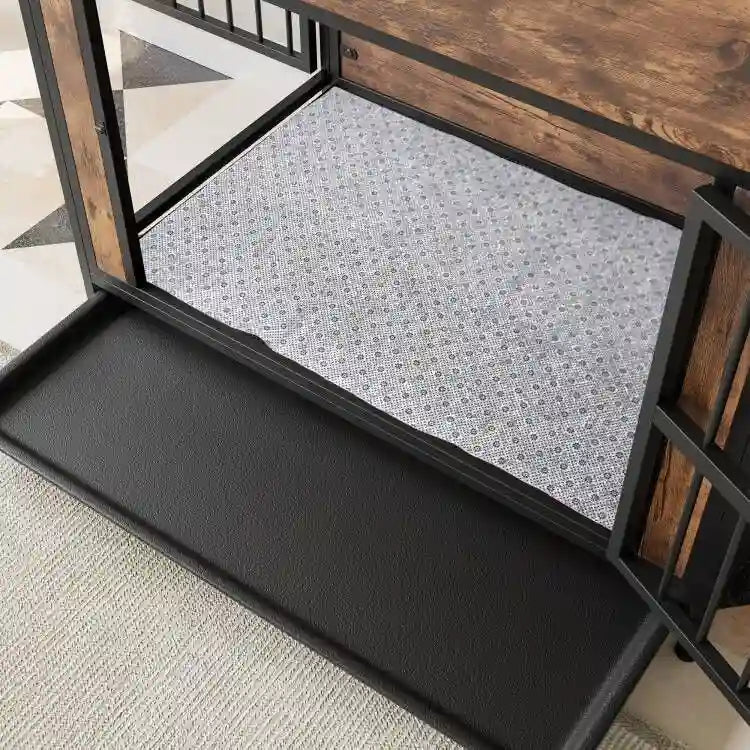 Table d'appoint caisse pour chien en bois noir marron, 2 portes, un seul animal de compagnie