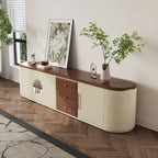 Meuble TV de 78,74" – Placage de bois brun, beige, aucun assemblage requis