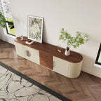 Meuble TV de 78,74" – Placage de bois brun, beige, aucun assemblage requis