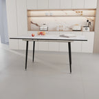 Table à manger ronde blanche, pieds en métal, 4 places