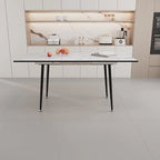 Table à manger ronde blanche, pieds en métal, 4 places
