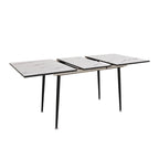 Table à manger ronde blanche, pieds en métal, 4 places
