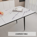Table à manger ronde blanche, pieds en métal, 4 places