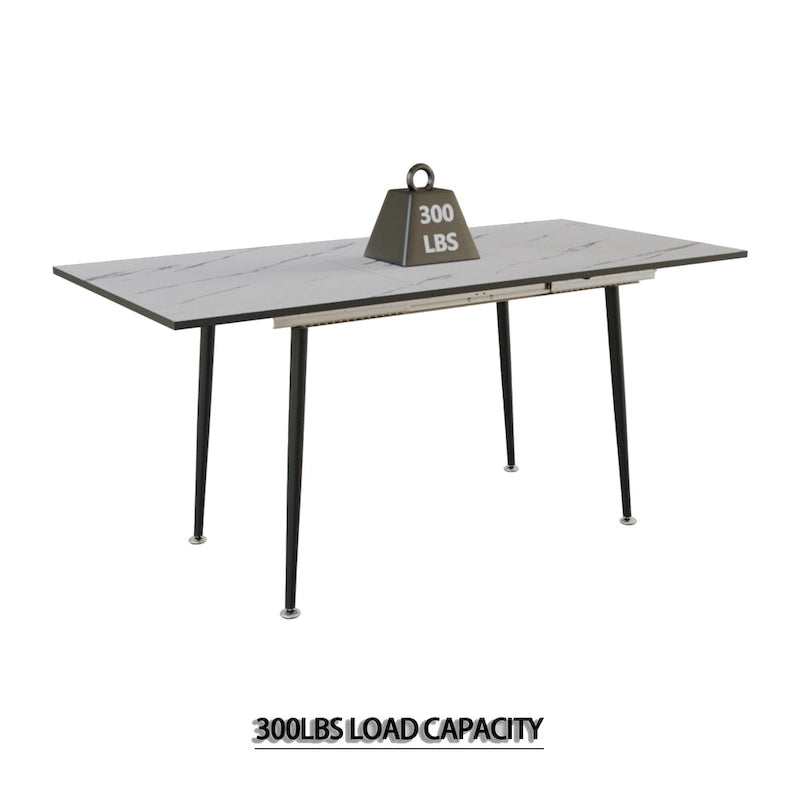Table à manger ronde blanche, pieds en métal, 4 places