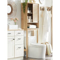 Meuble de rangement sur toilettes en chêne naturel, style rotin, montage par 1 personne