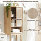 Meuble de rangement sur toilettes en chêne naturel, style rotin, montage par 1 personne