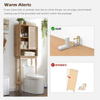 Meuble de rangement sur toilettes en chêne naturel, style rotin, montage par 1 personne