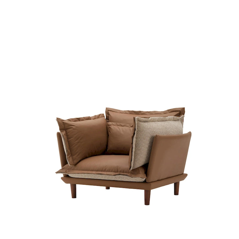 Fauteuil d'appoint surdimensionné en chenille orange, une place