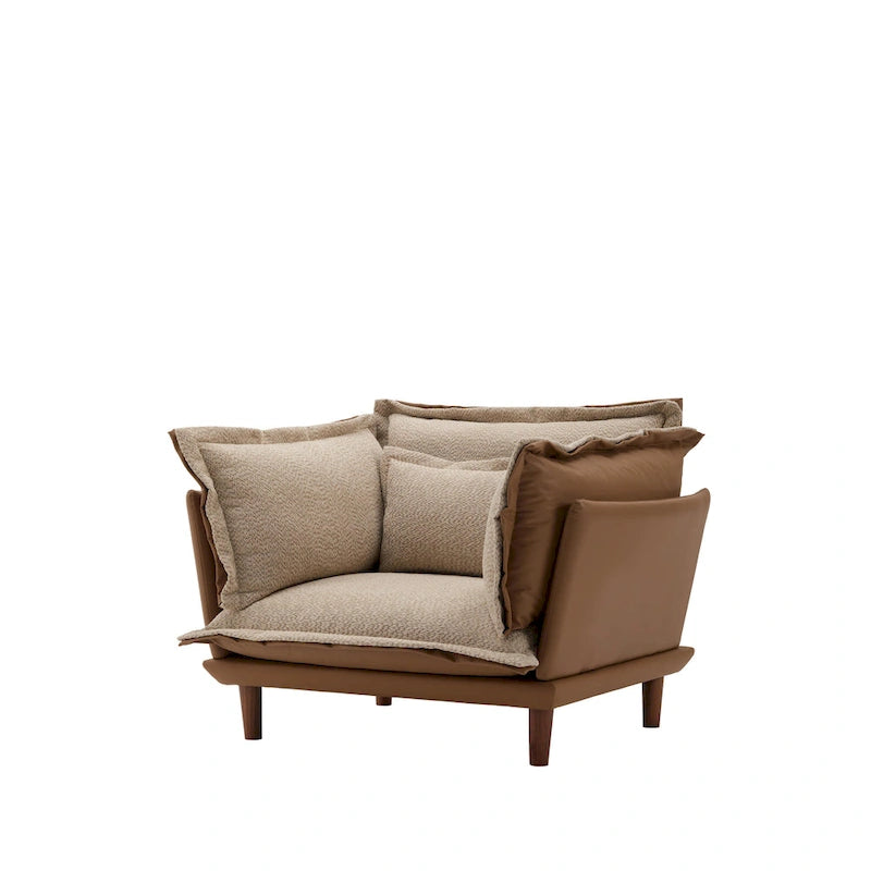 Fauteuil d'appoint surdimensionné en chenille orange, une place