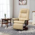 Fauteuil inclinable pivotant en cuir PU blanc cassé – 1 place