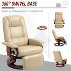 Fauteuil inclinable pivotant en cuir PU blanc cassé – 1 place