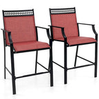 Tabourets de bar rouges/bleus/café lot de 2 avec repose-pieds et accoudoirs, structure en métal