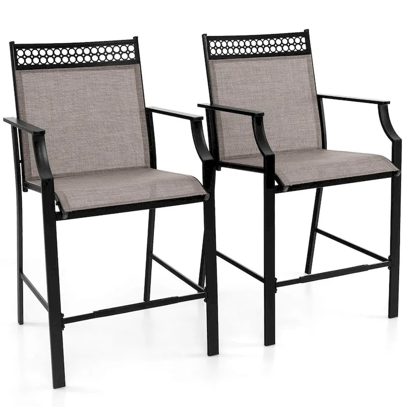 Tabourets de bar rouges/bleus/café lot de 2 avec repose-pieds et accoudoirs, structure en métal