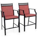 Tabourets de bar rouges/bleus/café lot de 2 avec repose-pieds et accoudoirs, structure en métal