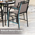 Tabourets de bar rouges/bleus/café lot de 2 avec repose-pieds et accoudoirs, structure en métal