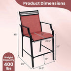 Tabourets de bar rouges/bleus/café lot de 2 avec repose-pieds et accoudoirs, structure en métal