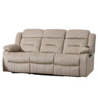 Canapé inclinable manuel 3 places en velours beige capitonné