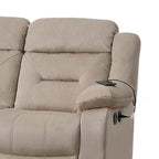 Canapé inclinable manuel 3 places en velours beige capitonné