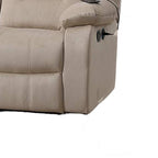 Canapé inclinable manuel 3 places en velours beige capitonné
