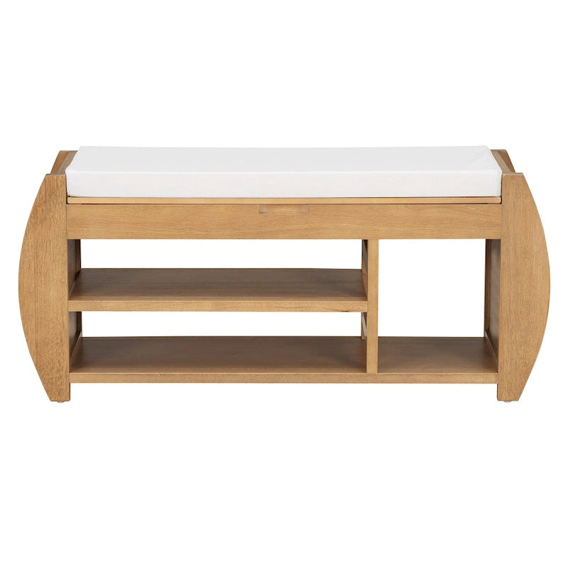 Banc de rangement pour chaussures rembourré 1 place avec côtés incurvés - Noir / Bleu marine antique / Naturel / Espresso / Blanc antique