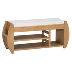 Banc de rangement pour chaussures rembourré 1 place avec côtés incurvés - Noir / Bleu marine antique / Naturel / Espresso / Blanc antique