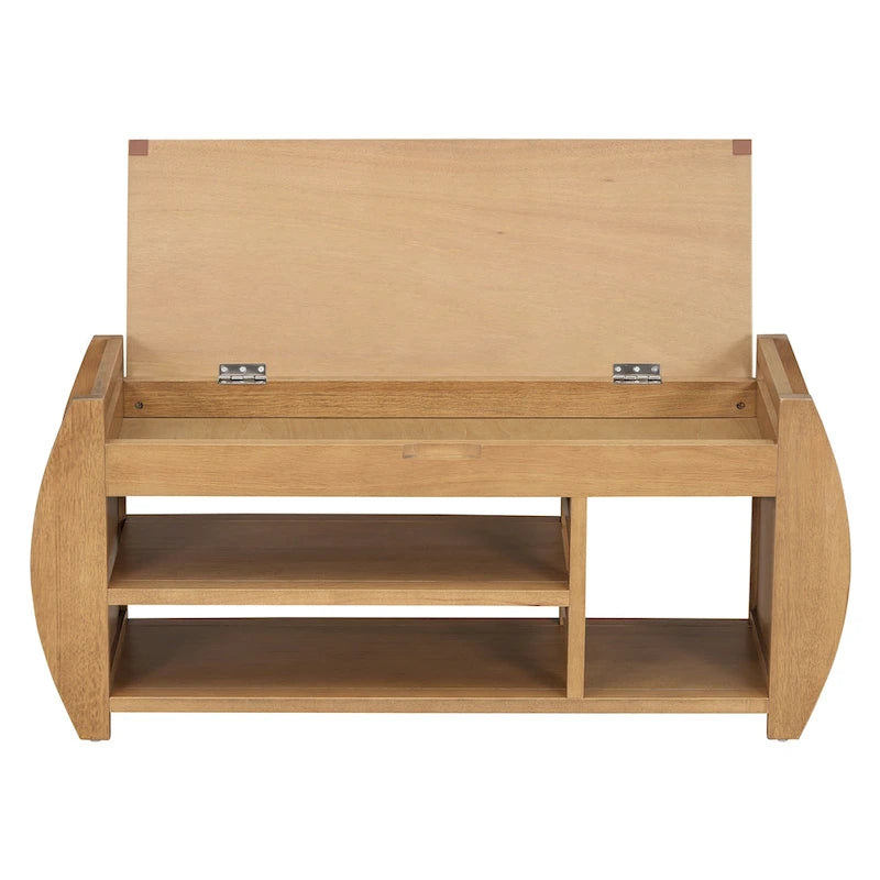 Banc de rangement pour chaussures rembourré 1 place avec côtés incurvés - Noir / Bleu marine antique / Naturel / Espresso / Blanc antique