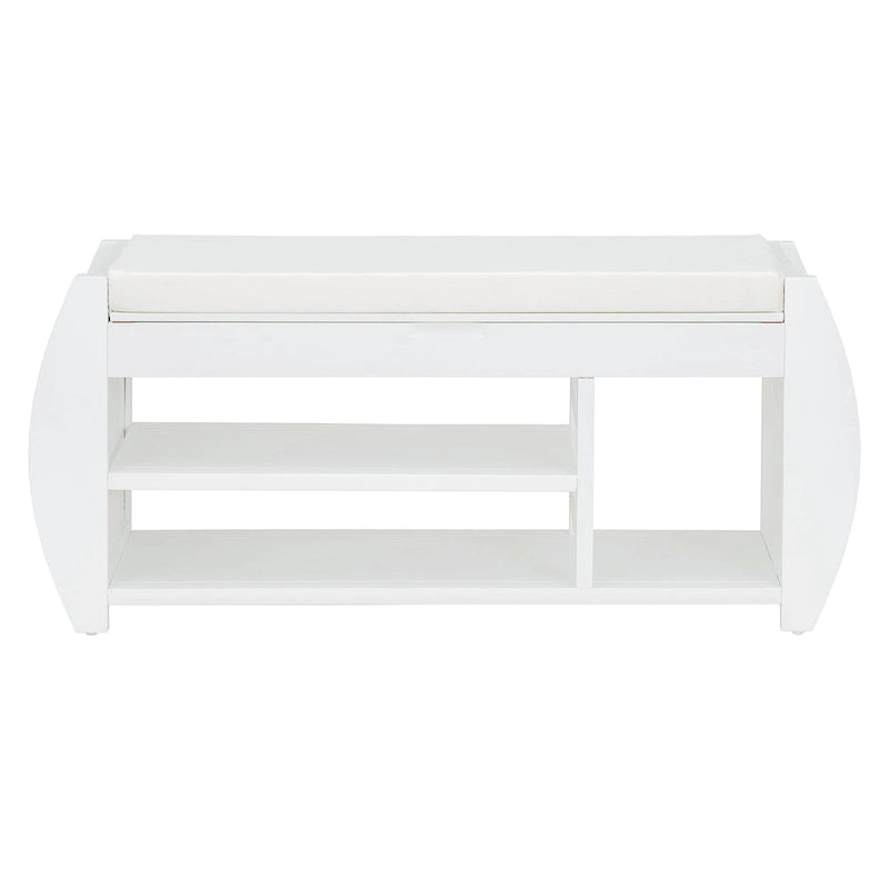 Banc de rangement pour chaussures rembourré 1 place avec côtés incurvés - Noir / Bleu marine antique / Naturel / Espresso / Blanc antique