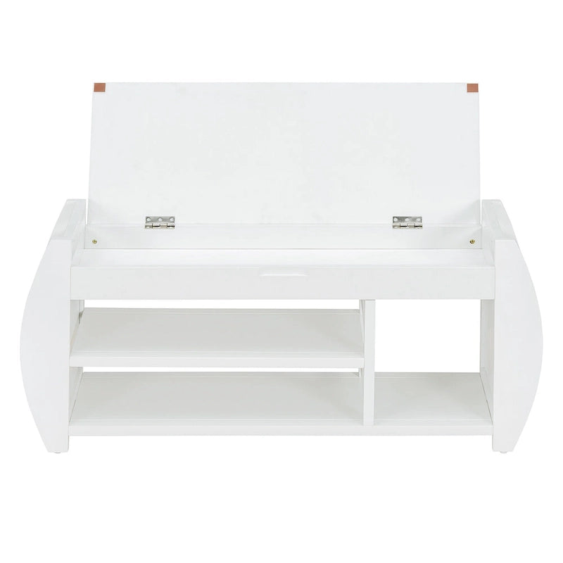 Banc de rangement pour chaussures rembourré 1 place avec côtés incurvés - Noir / Bleu marine antique / Naturel / Espresso / Blanc antique