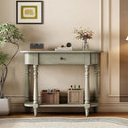 Console étroite vintage avec tiroir et étagère, 1 personne (gris/blanc/beige/bleu marine)