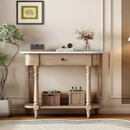 Console étroite vintage avec tiroir et étagère, 1 personne (gris/blanc/beige/bleu marine)