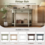 Console étroite vintage avec tiroir et étagère, 1 personne (gris/blanc/beige/bleu marine)