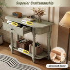 Console étroite vintage avec tiroir et étagère, 1 personne (gris/blanc/beige/bleu marine)