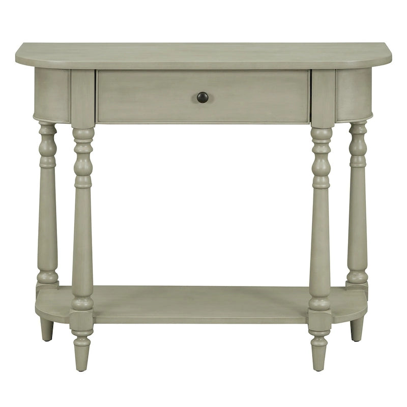 Console étroite vintage avec tiroir et étagère, 1 personne (gris/blanc/beige/bleu marine)