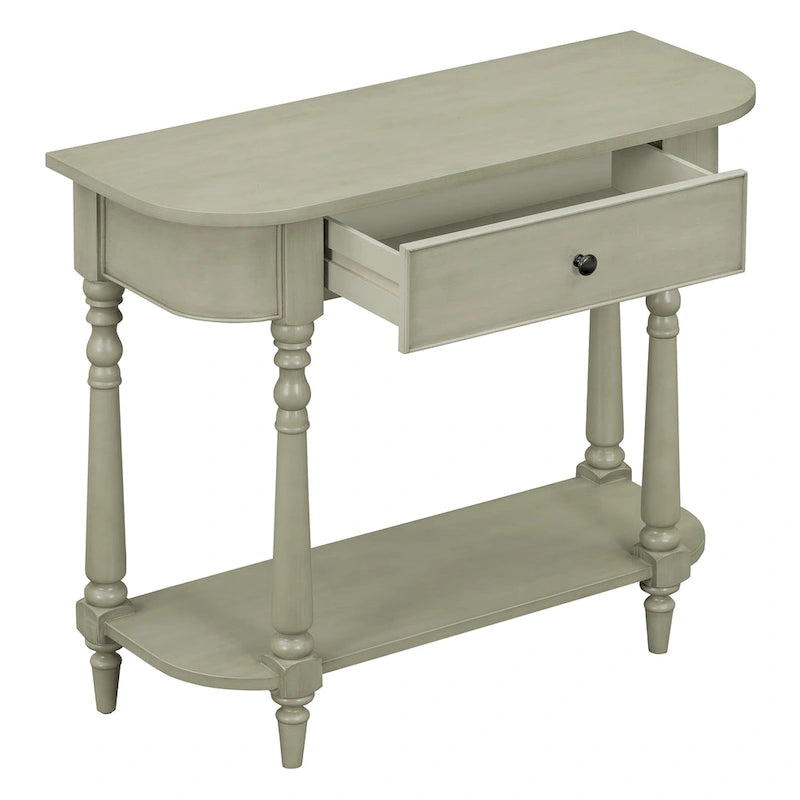 Console étroite vintage avec tiroir et étagère, 1 personne (gris/blanc/beige/bleu marine)