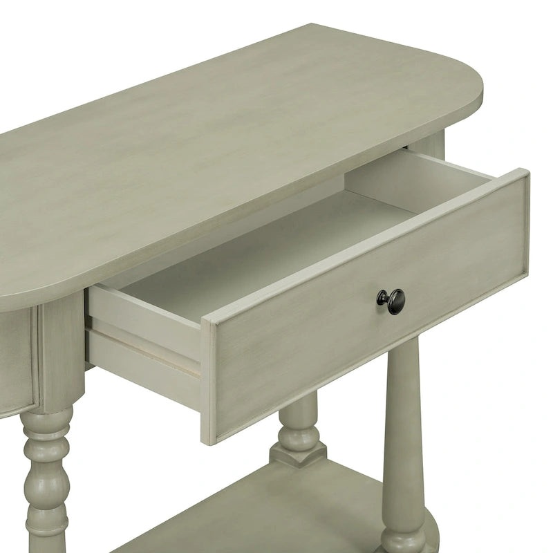 Console étroite vintage avec tiroir et étagère, 1 personne (gris/blanc/beige/bleu marine)