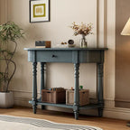 Console étroite vintage avec tiroir et étagère, 1 personne (gris/blanc/beige/bleu marine)