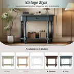 Console étroite vintage avec tiroir et étagère, 1 personne (gris/blanc/beige/bleu marine)