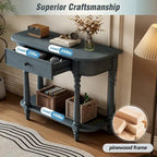 Console étroite vintage avec tiroir et étagère, 1 personne (gris/blanc/beige/bleu marine)
