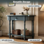 Console étroite vintage avec tiroir et étagère, 1 personne (gris/blanc/beige/bleu marine)