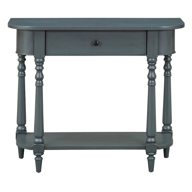 Console étroite vintage avec tiroir et étagère, 1 personne (gris/blanc/beige/bleu marine)