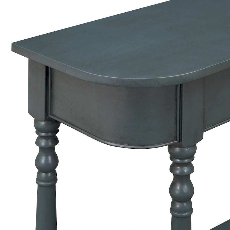 Console étroite vintage avec tiroir et étagère, 1 personne (gris/blanc/beige/bleu marine)