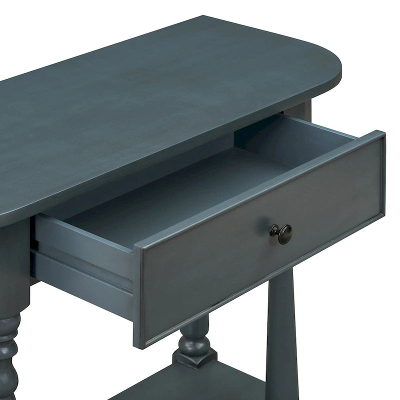 Console étroite vintage avec tiroir et étagère, 1 personne (gris/blanc/beige/bleu marine)