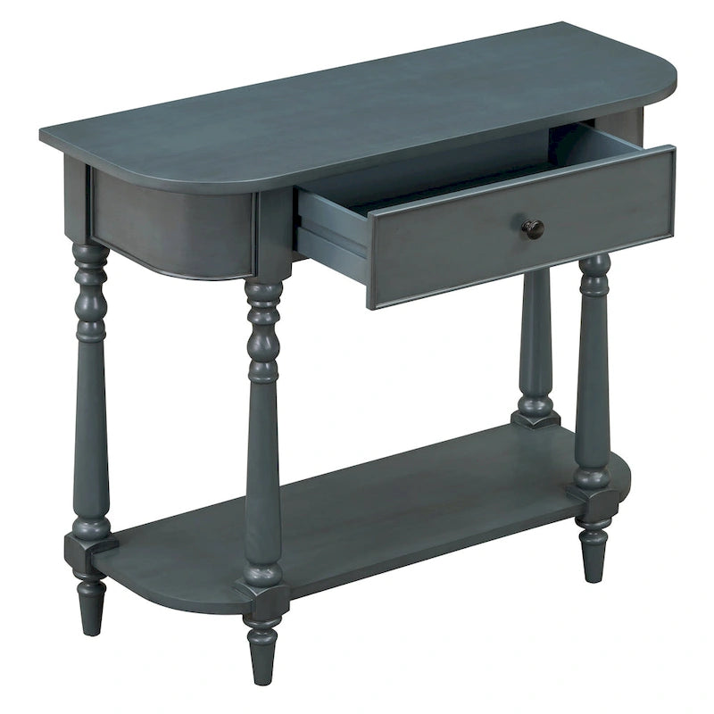 Console étroite vintage avec tiroir et étagère, 1 personne (gris/blanc/beige/bleu marine)