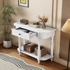 Console étroite vintage avec tiroir et étagère, 1 personne (gris/blanc/beige/bleu marine)