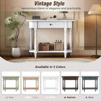 Console étroite vintage avec tiroir et étagère, 1 personne (gris/blanc/beige/bleu marine)