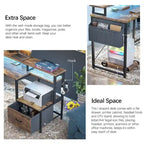 Bureau d'Angle en L pour 1 Personne, avec Prise de Courant, Ports USB, Bande LED et Rangement (Noir / Marron Rustique / Chêne Gris / Blanc)