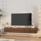 Meuble TV flottant en bois avec lumières LED et ports de charge – 1 unité