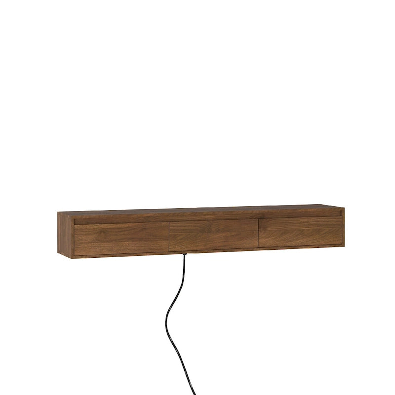 Meuble TV flottant en bois avec lumières LED et ports de charge – 1 unité