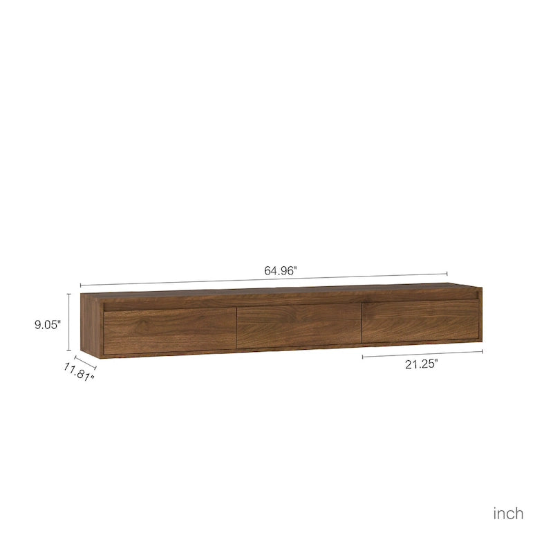 Meuble TV flottant en bois avec lumières LED et ports de charge – 1 unité